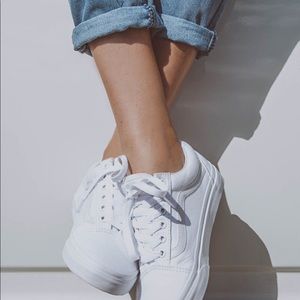 All White Old Skool Vans
